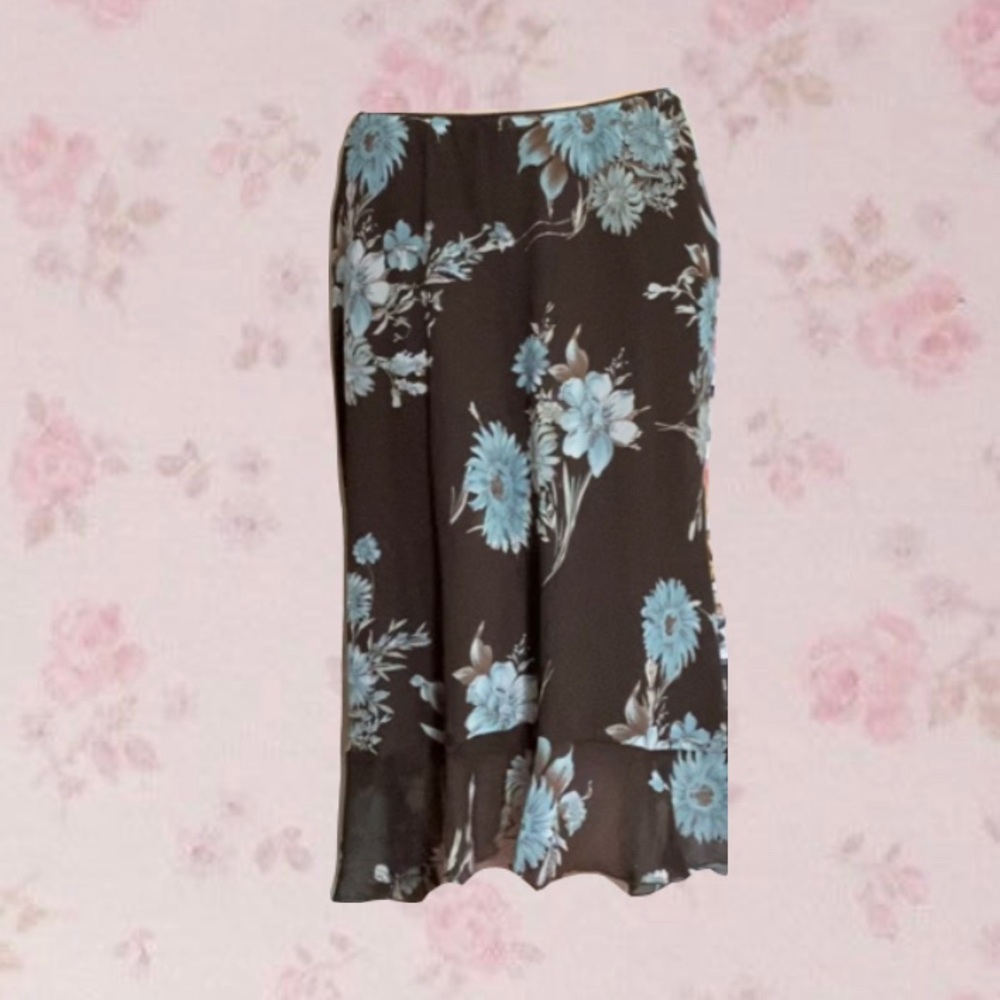 Floral High Low Midi Skirt